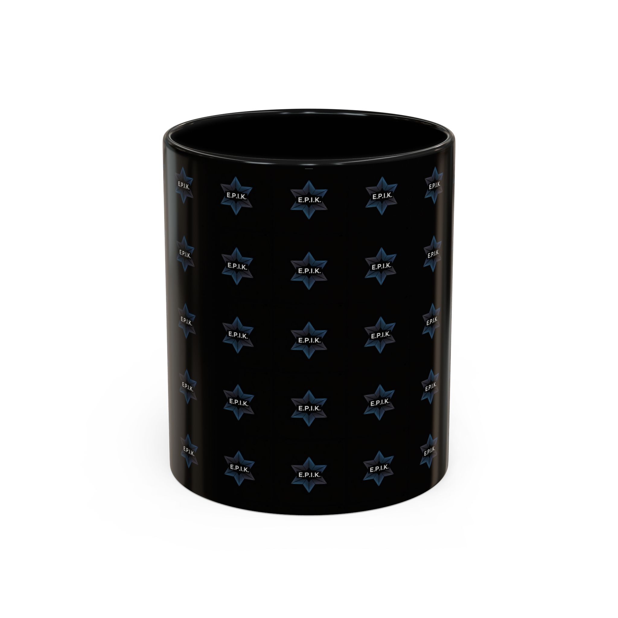 Epik Logo, Star Badge Accent Coffee Mug - Unique Black Ceramic Cup for Police Enthusiasts, Gifts, Office Decor, Holiday Present