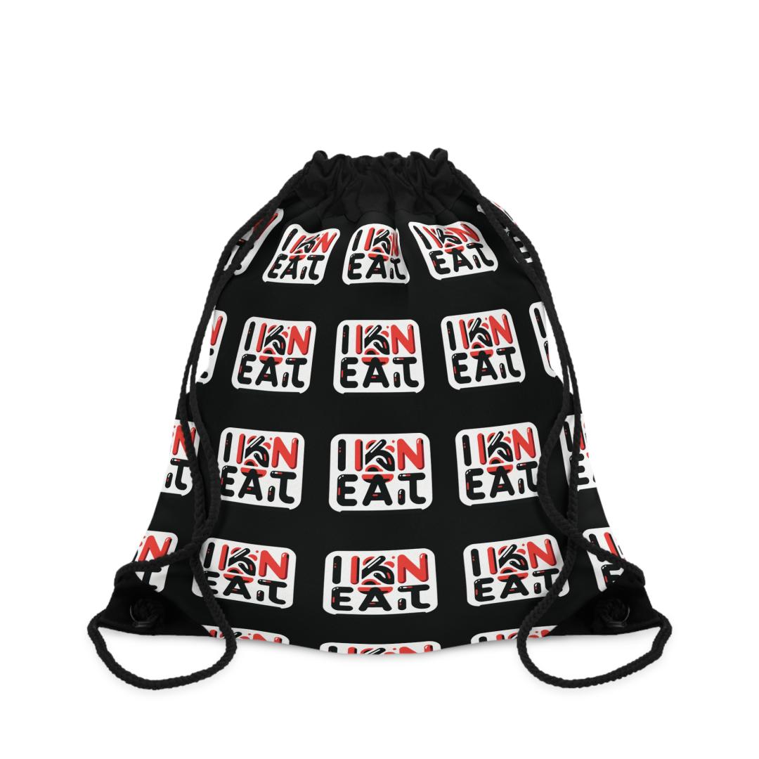 I Kan Eat, Black, Stylish Drawstring Bag for Everyday Adventures, Gym, Travel, School, Eco-Friendly, Multipurpose Use