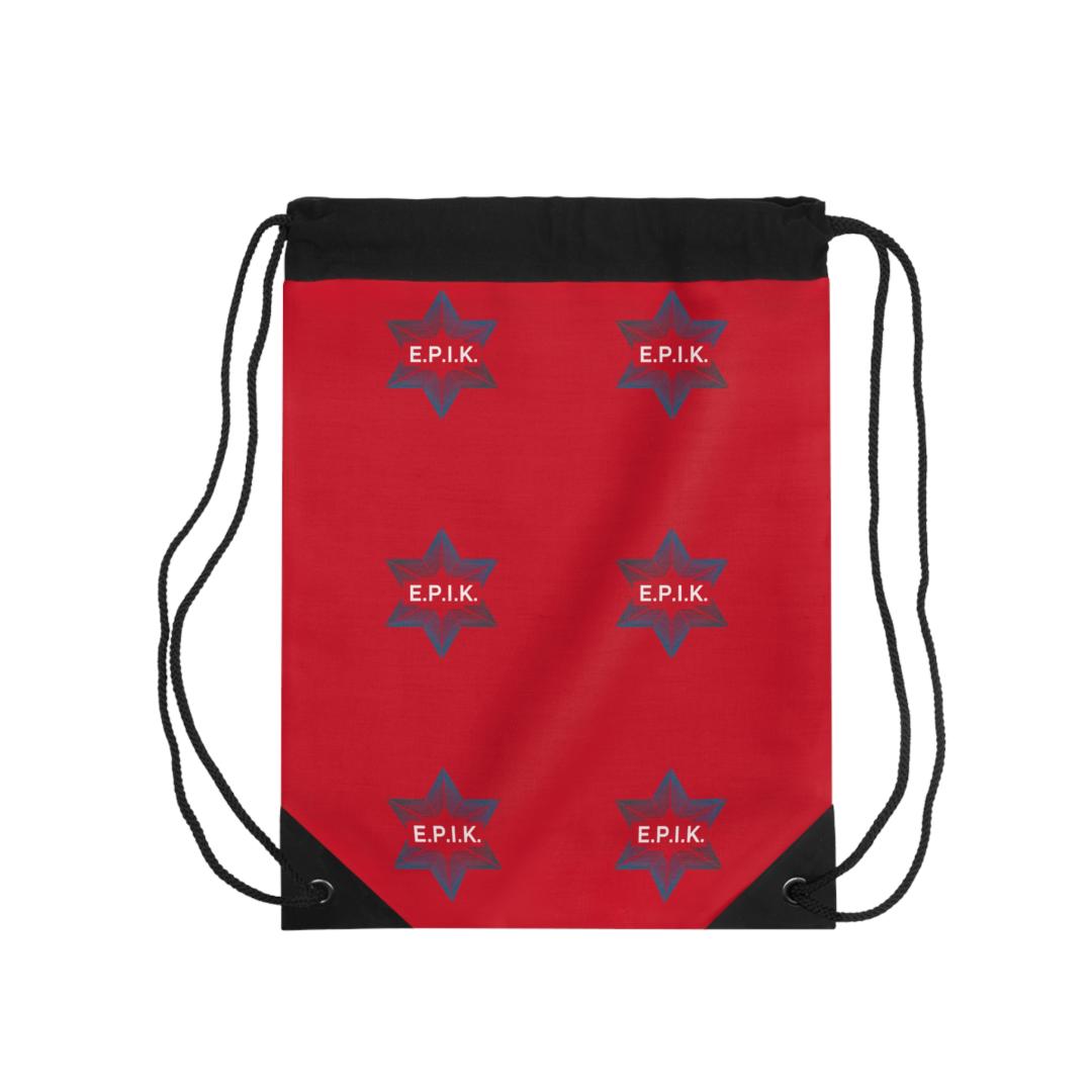 E.P.I.K. Red Drawstring Bag | Stylish Gym Sack, Cute Backpack, Perfect for School, Travel, Sports, Gift Idea