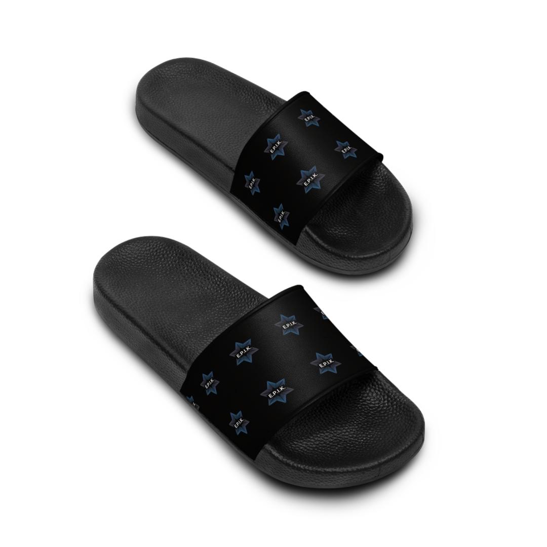 Epik Logo, Star Pattern Men's Slide Sandals, Summer Footwear, Casual Slides, Beach Sandals, Easy Slip-Ons, Poolside Comfort