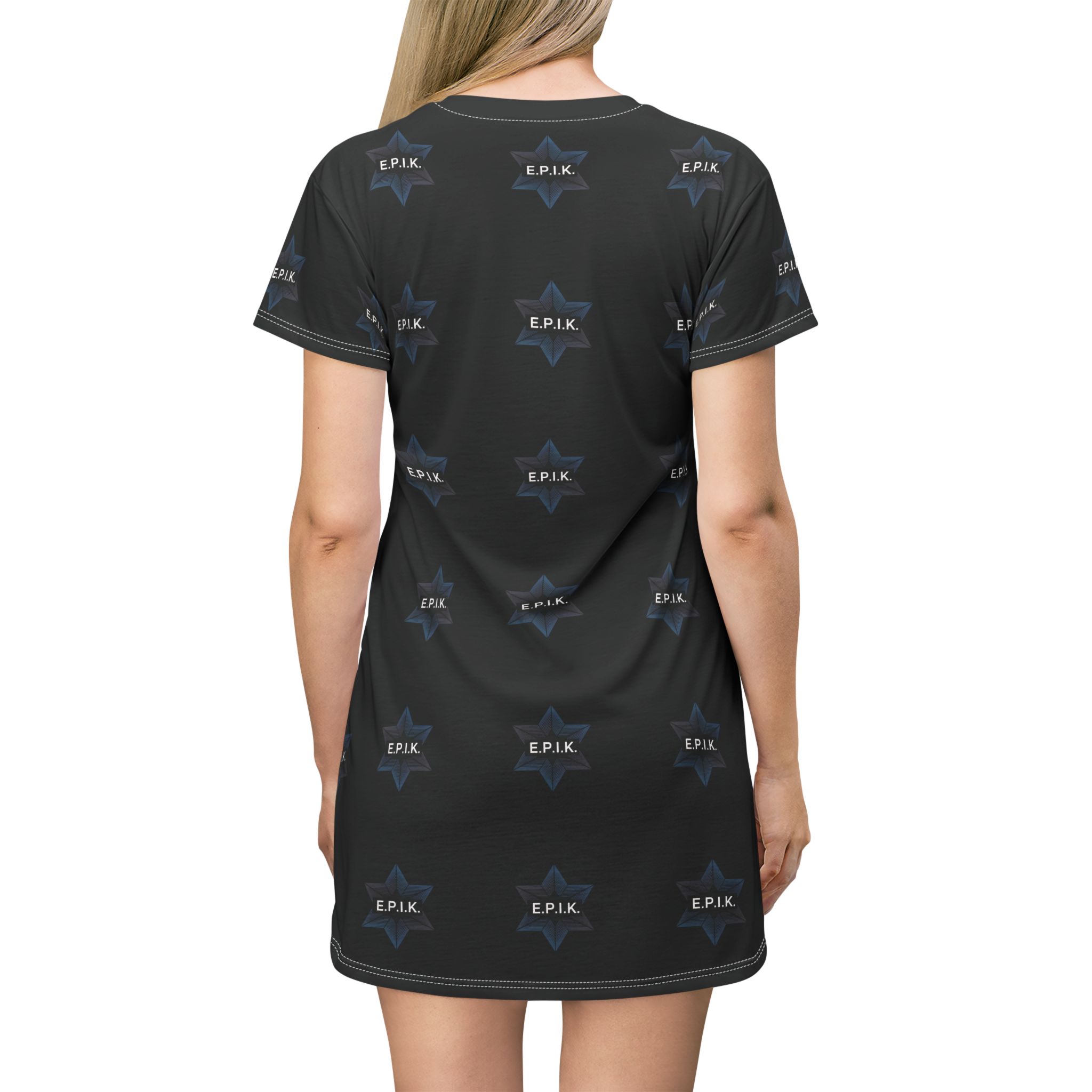 EPIK Logo, Chic Star Pattern T-Shirt Dress - Stylish Casual Wear, Summer Dress, Everyday Outfit, Gifts for Her, Unique Fashion Statement