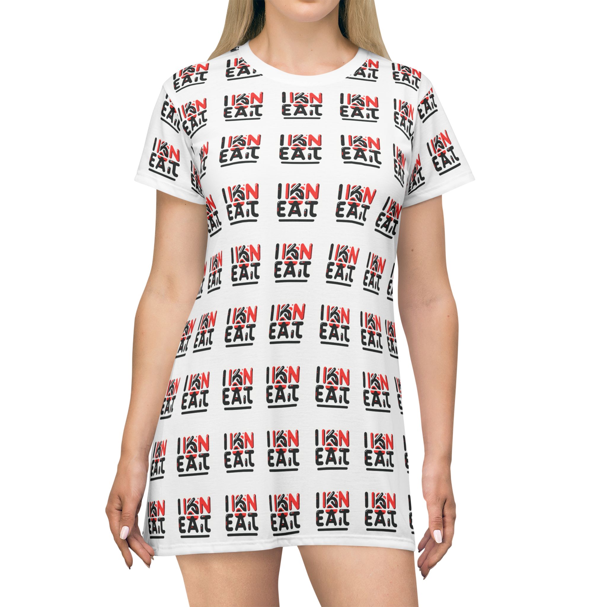 I Kan Eat, T-Shirt Dress, Casual Summer Dress, Statement Dress, Gift for Foodies, Streetwear Outfit.