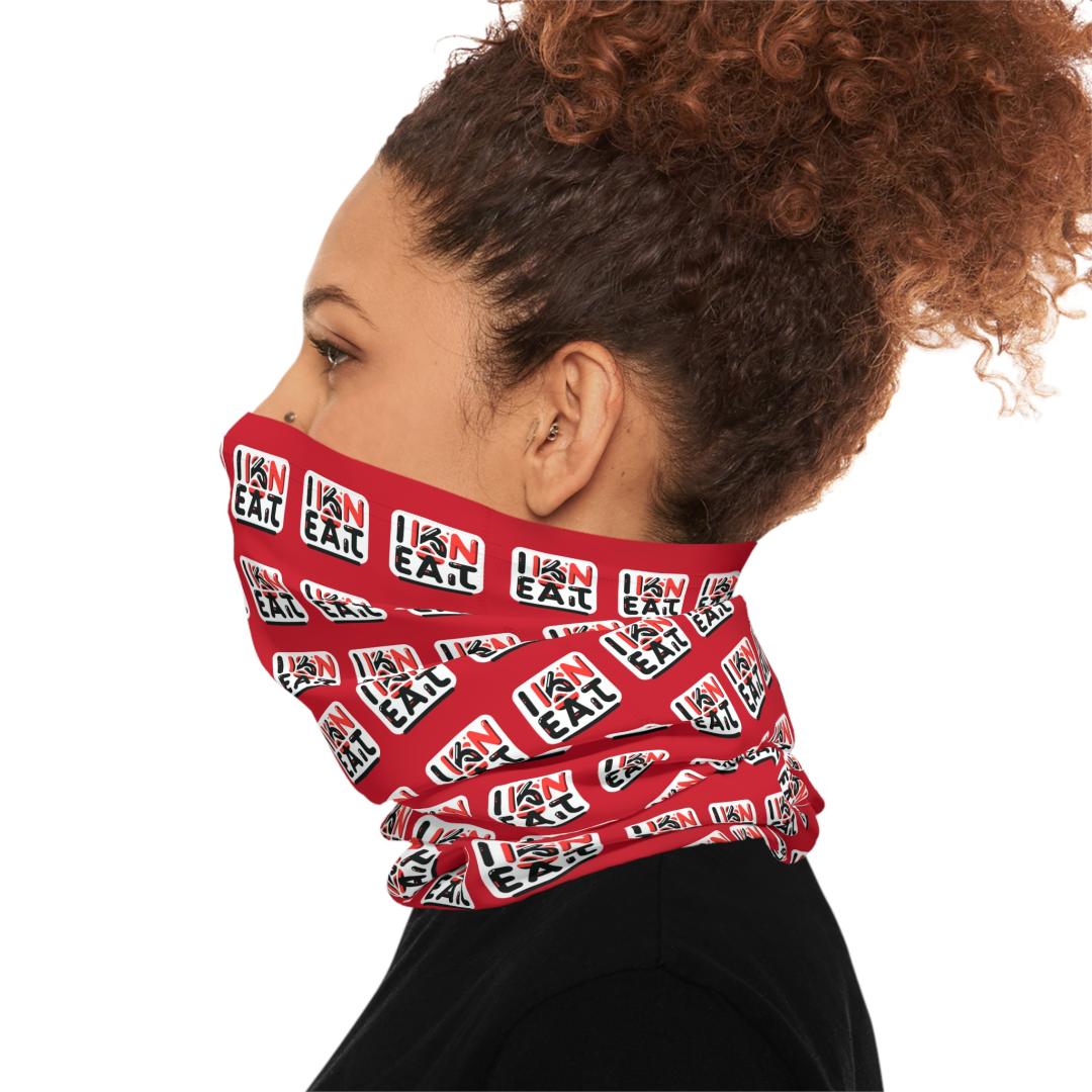 I Kan Eat, RED, Midweight Neck Gaiter, Gift for Food Lovers, Festival Accessory, Holiday Apparel, Outdoor Protection
