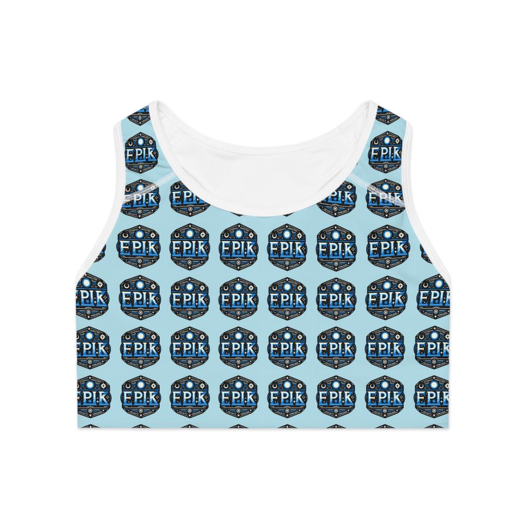 Epik Design, Blue, Energizing Sports Bra, Fitness Wear, Workout Gear, Activewear, Yoga Top, Gym Apparel, Stylish Exercise Bra