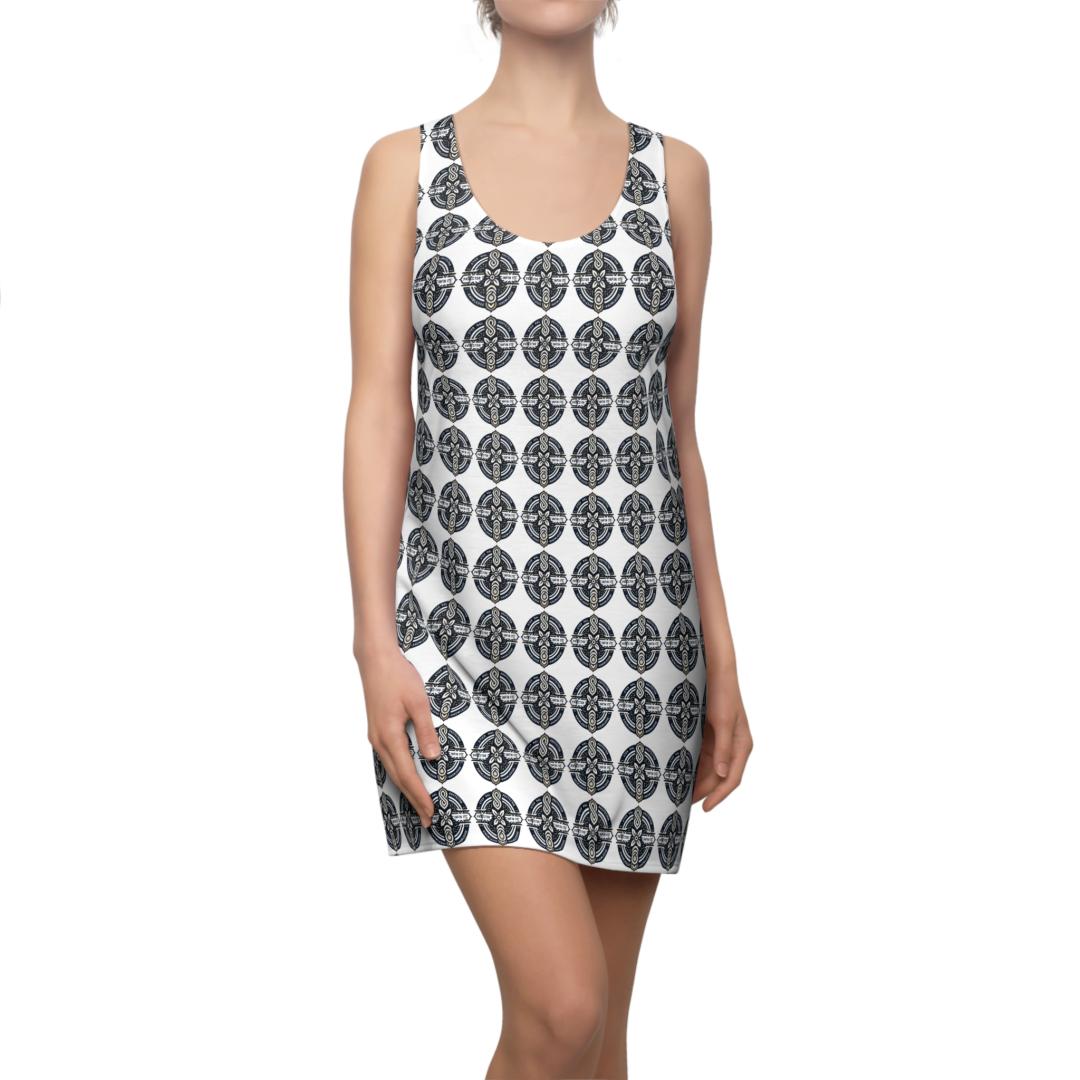 Epik Design Chic Women's Patterned Racerback Dress, Casual Wear, Summer Dress, Beach Outfit, Fashion Statement, Boho Style, Outdoor Events