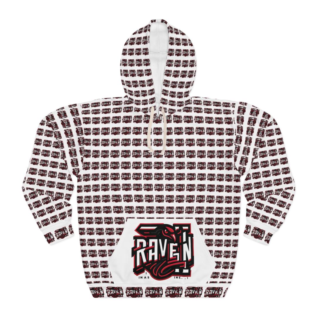 Raven.i White, Trendy Graphic Hoodie, Cozy Unisex Pullover, Stylish Layering, Perfect Gift For Her Or Him, Casual Streetwear, Fall Fashion