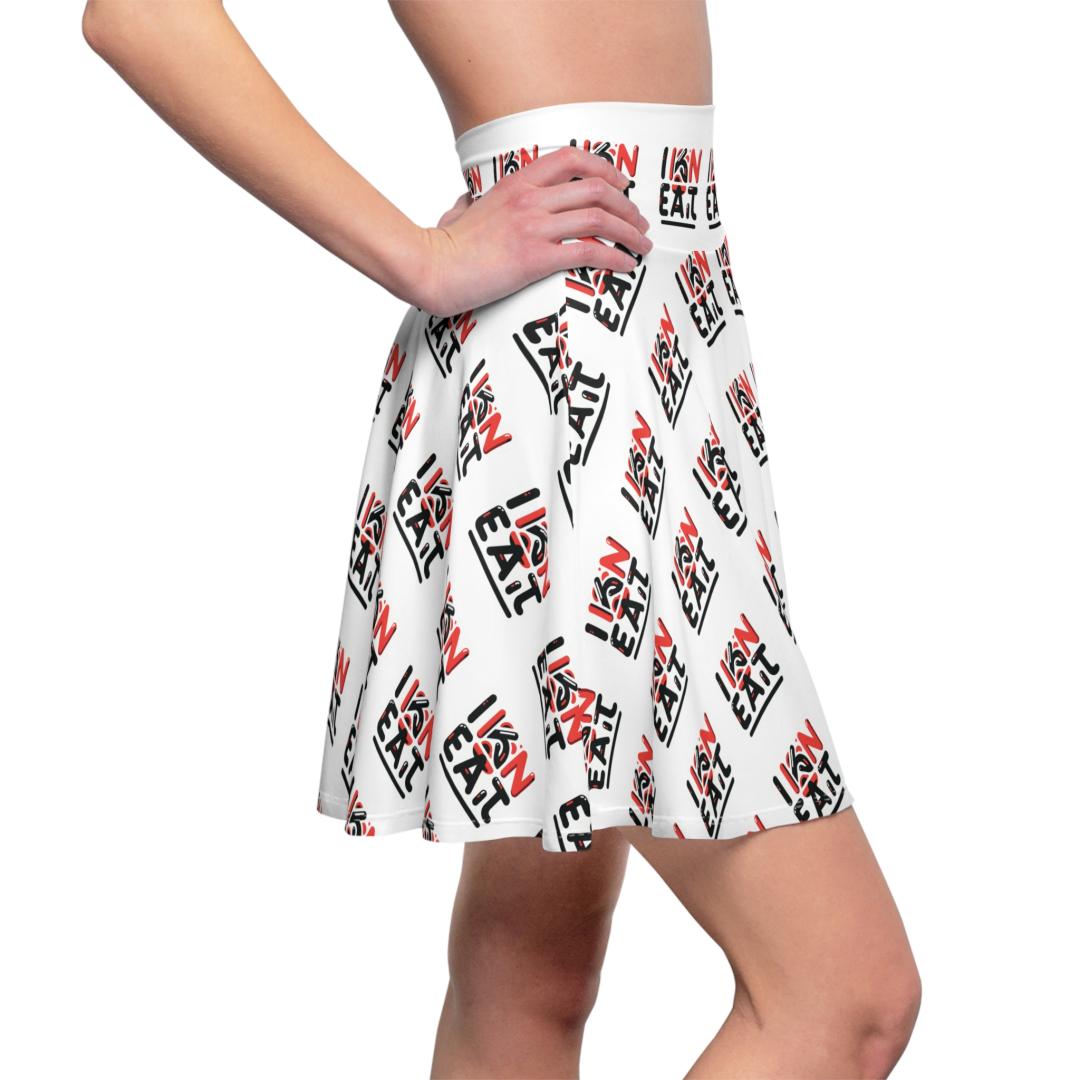I Kan Eat White Bold Women's Skater Skirt, Casual Wear, Festival Fashion, Summer Outfit, Everyday Style, Fashionable Gift