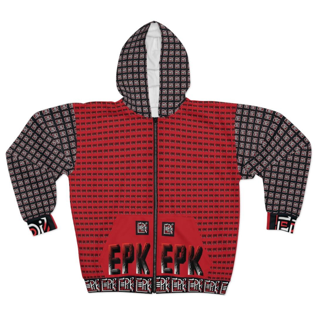 Epik Design Dark Red Stylish Unisex Zip Hoodie - Trendy, Cozy, Graphic Hoodie, Urban Streetwear, Gift For Him Or Her, Perfect For Casual Wear
