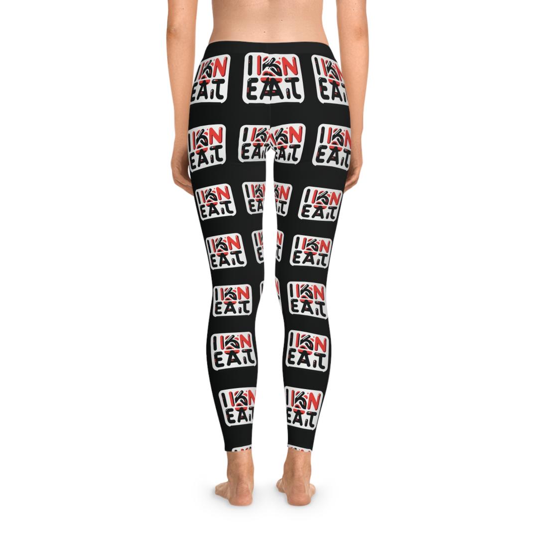 I Kan Eat, Black, Stylish Stretchy Leggings - Comfortable All-over Print Tights For Yoga, Gym, Casual Wear, Gifts, Active Lifestyle