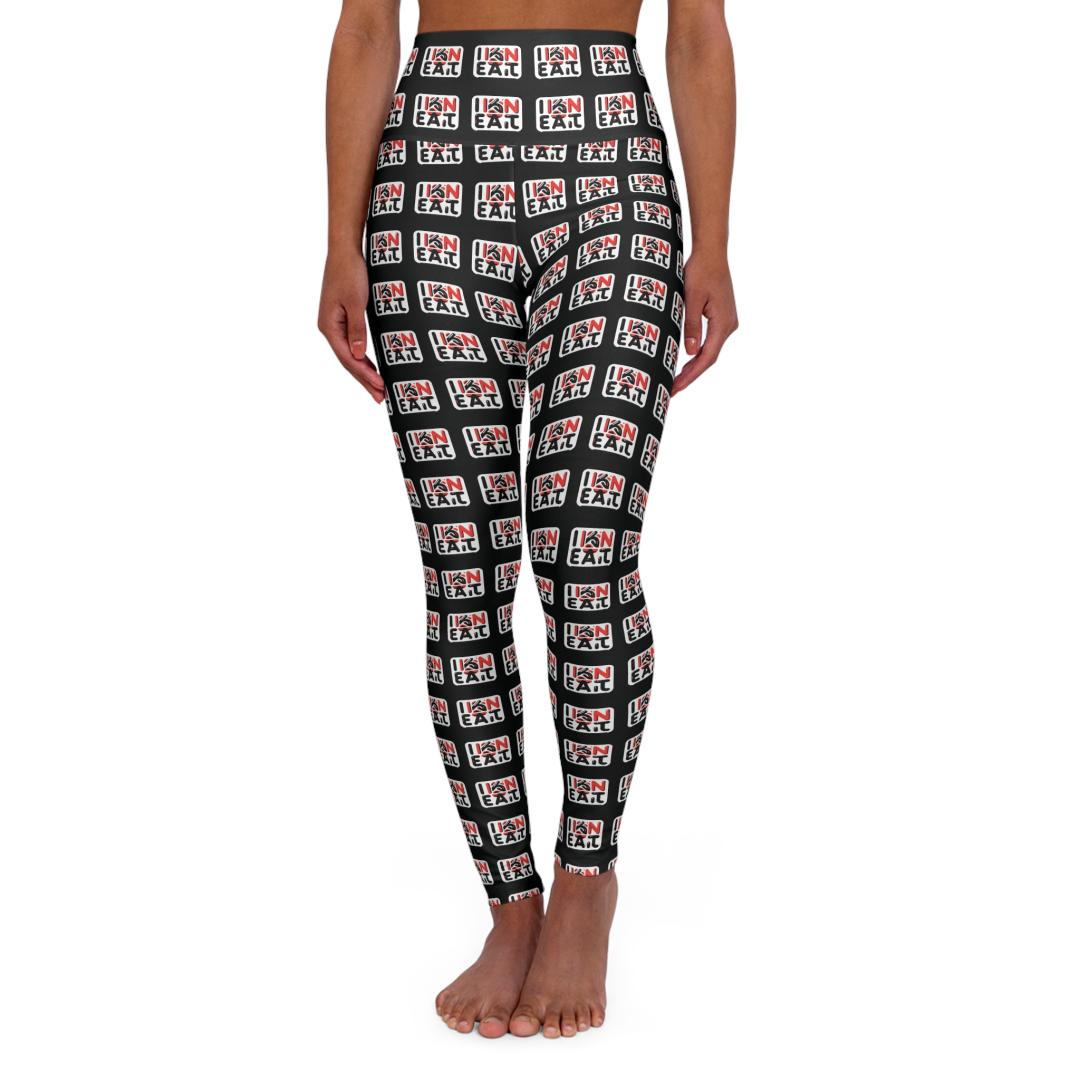 I Kan Eat, Black, Trendy High Waisted Yoga Leggings - Stylish Activewear For Fitness, Workouts, Yoga, Gift For Her, Summer Essentials