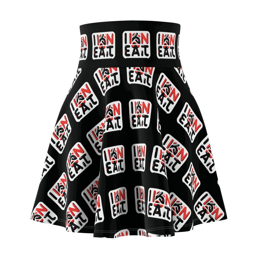 I Kan Eat Black Women's Skater Skirt, Fun Casual Skirt, Unique Gift For Food Lovers, Summer Fashion, Festival Wear, Trendy Outfit